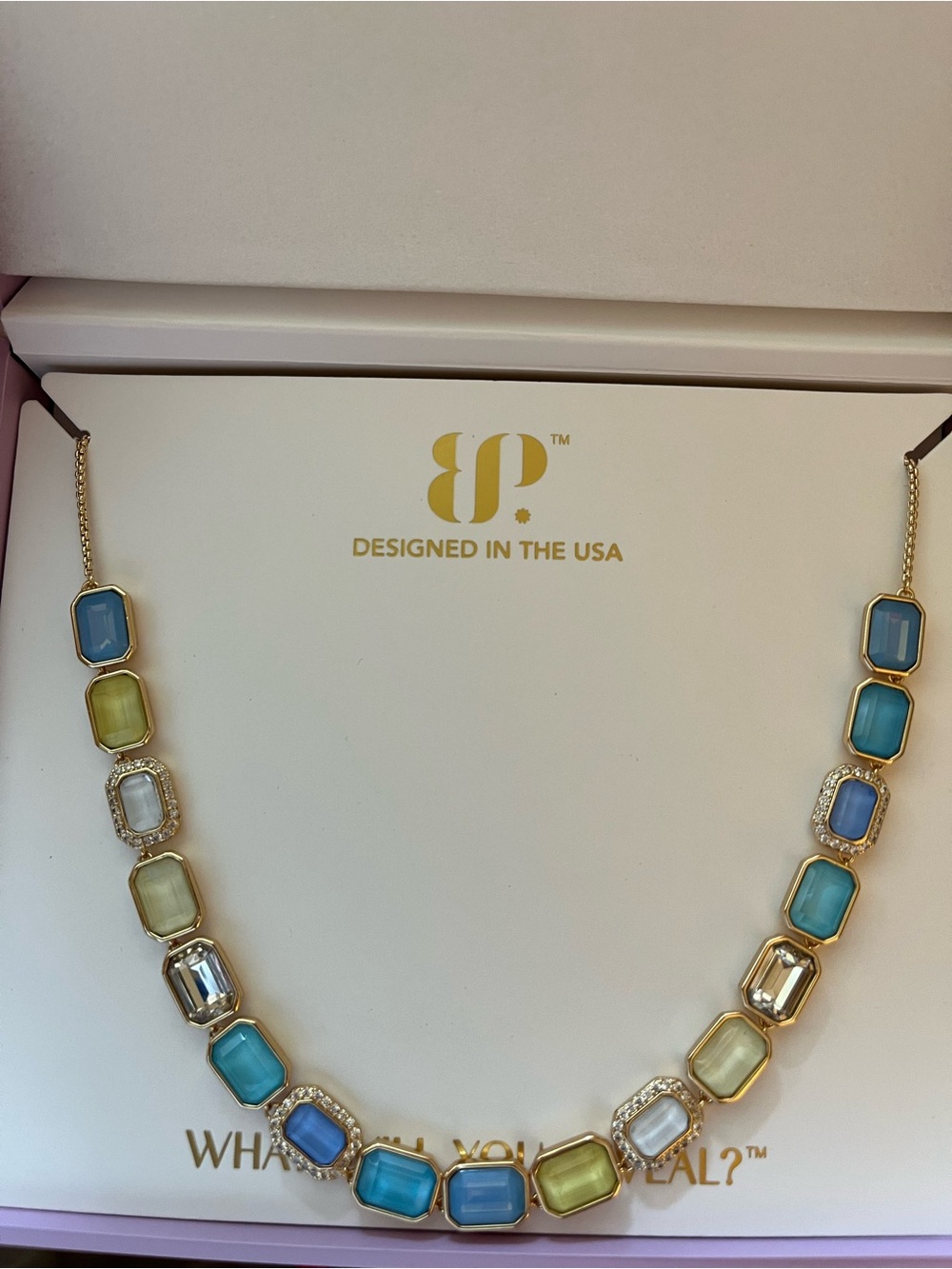 Bomb party summer jewel candy Necklace capri citrus on gold
